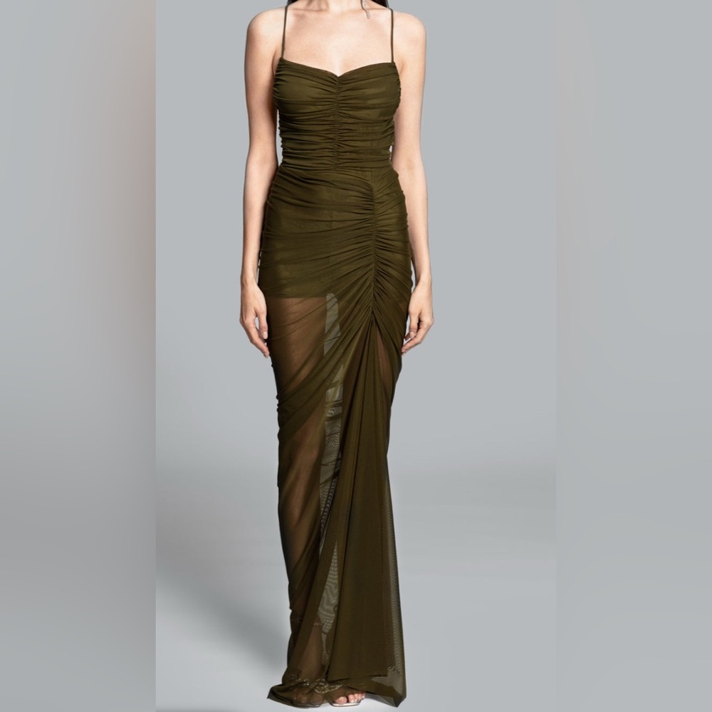 Chic Olive Backless Ruched Dress